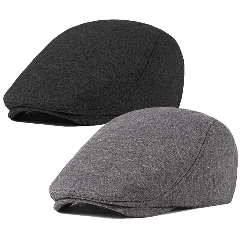 Qunson 2 Pack Men's Cotton Flat Cap Ivy Gatsby Newsboy Hat (I) - Image 1
